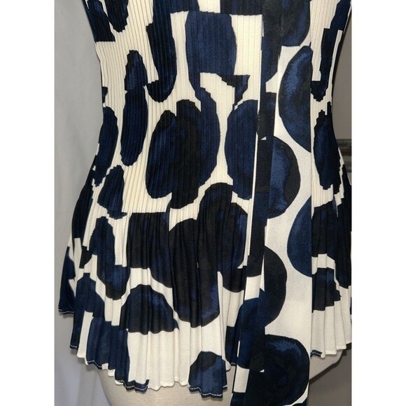 DKNY Sleeveless Blouse Tank Top For Suits Office Size Large Cream Black Navy - Picture 5 of 9